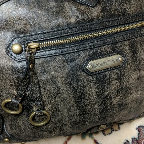 Isabella Fiore Chained Me Hearty Tattoo Distressed Leather Handbag - Picture 11 of 16